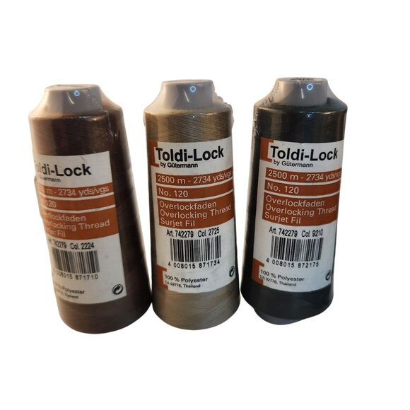 Toldi-Lock Overlocking Thread By Gütermann 2500m Polyester Spools - 3 Colors Ass - Picture 8 of 8